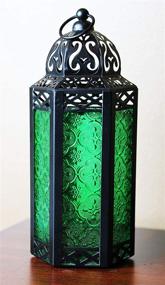 img 3 attached to Марокканский фонарь со свечами из зеленого стекла