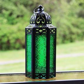 img 4 attached to Марокканский фонарь со свечами из зеленого стекла