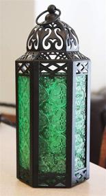 img 2 attached to Green Glass Moroccan Candle Lantern