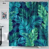 🌴 tropical shower curtain in palm leaf green for bathroom, banana leaf plant jungle shower curtain - waterproof fabric, 72x72 inch, machine washable - includes hooks logo