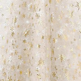 img 4 attached to 🎄 Deconovo DIY Tree Skirt: Stunning Organza Glitter Fabric for Wedding & Birthday Decor, 59W x 118L Inch | Snowflake Gold Foil Design