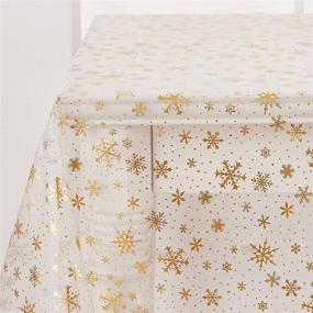 img 3 attached to 🎄 Deconovo DIY Tree Skirt: Stunning Organza Glitter Fabric for Wedding & Birthday Decor, 59W x 118L Inch | Snowflake Gold Foil Design
