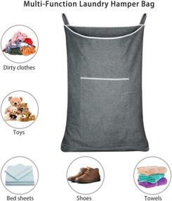 img 3 attached to 🧺 Hanging Laundry Hamper Bag – XL-Large Over The Door Haning Laundry Bag for Space Saving – Mid Heather Grey