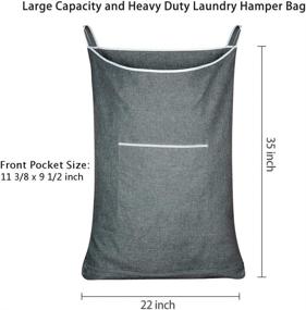 img 2 attached to 🧺 Hanging Laundry Hamper Bag – XL-Large Over The Door Haning Laundry Bag for Space Saving – Mid Heather Grey