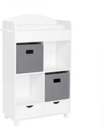 📚 riverridge book nook collection kids cubby bookrack and 2pc storage cabinet, white with gray bins logo