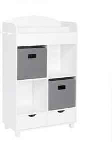 img 4 attached to 📚 RiverRidge Book Nook Collection Kids Cubby Bookrack and 2pc Storage Cabinet, White with Gray Bins