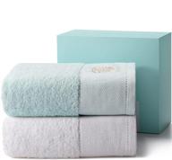 🛀 wiikweek 100% cotton bath towel set, 27"x 54" - ultra soft & highly absorbent luxury towels for daily use - bathroom, hotel, and spa quality (2 piece, blue white) logo