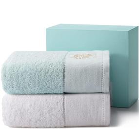 img 4 attached to 🛀 WIIKWEEK 100% Cotton Bath Towel Set, 27"x 54" - Ultra Soft & Highly Absorbent Luxury Towels for Daily Use - Bathroom, Hotel, and Spa Quality (2 Piece, Blue White)