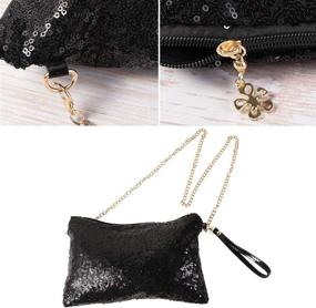 img 2 attached to LUOEM Glitter Sequin Shoulder Bag, 👜 Black, Medium Size, Perfect for Evening Events