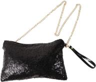 luoem glitter sequin shoulder bag, 👜 black, medium size, perfect for evening events logo