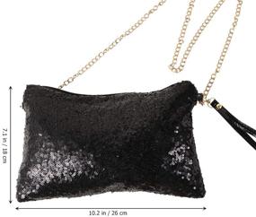 img 3 attached to LUOEM Glitter Sequin Shoulder Bag, 👜 Black, Medium Size, Perfect for Evening Events