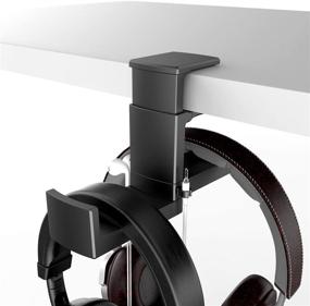 img 4 attached to Universal PC Gaming Headphone Stand with Adjustable Arm Clamp, Dual Headset Holder and Cable Organizer - Under Desk Design - EURPMASK