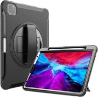 📱 procase ipad pro 12.9 rugged case 2020/2018 - black | shockproof protective cover with apple pencil 2 charging support logo