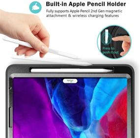 img 1 attached to 📱Чехол ProCase iPad Pro 12.9 прочный 2020/2018 - Черный | Ударопрочный защитный чехол с поддержкой зарядки Apple Pencil 2