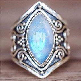 img 3 attached to 💍 Vintage Silver Ring 925: Women's Natural Moonstone Jewelry with Elegant Gemstone - Perfect for Weddings (Size 9)