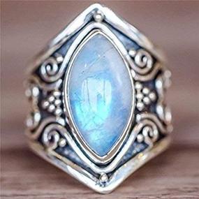 img 1 attached to 💍 Vintage Silver Ring 925: Women's Natural Moonstone Jewelry with Elegant Gemstone - Perfect for Weddings (Size 9)