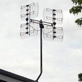 img 1 attached to 📡 Антенна Antennas Direct DB8e: Высокопроизводительная 8-элементная бантиковая телевизионная антенна - радиус действия 70 миль, многонаправленная, для использования в помещении/на открытом воздухе, комплект крепежа для любой погоды, регулируемый зажим для мачты - серебристый