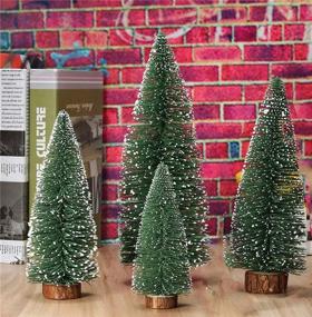 img 1 attached to 🎄 Tabletop Decorative Small Christmas Tree - Mini Pine Tree with Wooden Base (Plant Green)