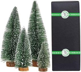 img 4 attached to 🎄 Tabletop Decorative Small Christmas Tree - Mini Pine Tree with Wooden Base (Plant Green)