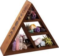 🌙 meditation triangle shelf with moon phase: display and store crystals with luna zodiac crystal shelf logo