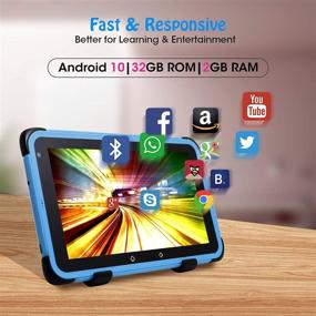 img 3 attached to 📱 2021 New Kids Tablet 7 Inch with Android 10, WiFi, IPS HD Screen, 2GB RAM 32GB ROM, Parental Control, Blue