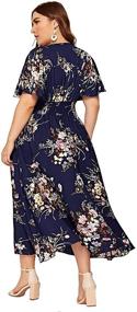 img 3 attached to Stylish and Flattering: Milumia Women's Plus Size Summer Floral Boho Maxi Dress with High Waist and V-Neck