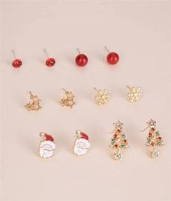 img 3 attached to 🎁 Sparkling Goddess: Festive Gold Earrings Gift Set for Women, Girls & Teens – 6 Pairs - Perfect Christmas Present!