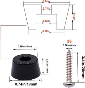 img 2 attached to 🦶 50PCS Black Rubber Feet for Tables, Sofas, Cutting Boards, etc. 0.43"H x 0.75"D with Stainless Steel Gaskets/Screws. Soft, Non-Slip. JD-D19-50P