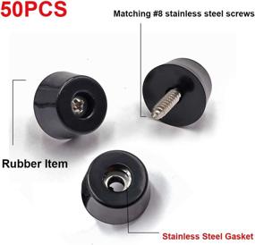 img 1 attached to 🦶 50PCS Black Rubber Feet for Tables, Sofas, Cutting Boards, etc. 0.43"H x 0.75"D with Stainless Steel Gaskets/Screws. Soft, Non-Slip. JD-D19-50P