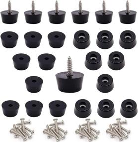 img 4 attached to 🦶 50PCS Black Rubber Feet for Tables, Sofas, Cutting Boards, etc. 0.43"H x 0.75"D with Stainless Steel Gaskets/Screws. Soft, Non-Slip. JD-D19-50P