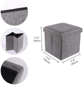 img 3 attached to 📦 YCOCO Grey Storage Ottoman Boxes with Memory Foam Lid - Pack of 2, Foldable Toy Box Chest and Foot Rest Stool Seat, 11.8"x11.8"x11.8