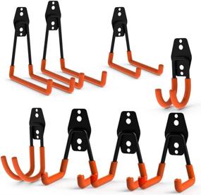 img 4 attached to Organize and Maximize Garage Space with CoolYeah Steel Utility Double Hooks - Heavy Duty Storage Solution for Power Tools, Ladders, and Bulk Items (Pack of 8)