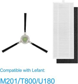 img 2 attached to Lefant Robotic Vacuum Parts Kit: 4 Side Brushes and 4 High-Efficiency Filters for M201, T800, U180 Vacuum Cleaners