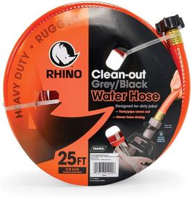 img 3 attached to 🟠 Camco 22990 25-футовый шланг для очистки бака с водой RhinoFLEX 5/8" ID серого/черного цвета для эффективного промывания черной воды, серой воды или емкостей - Ярко-оранжевый