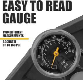 img 2 attached to 🚲 BV Bicycle Ergonomic Floor Pump with Gauge &amp; Clever Air Valve, 160 psi, Reversible Presta and Schrader Pump