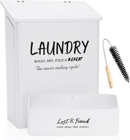 img 4 attached to Magnetic Lint Holder Bin for Laundry Room Decor with Small Lint Holder, Dryer Lint Brush, Vent Trap Cleaner & Mesh Laundry Hamper - Metal Lint Box for Dryer/Washer and Laundry Storage