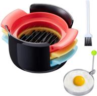 improved 3-in-1 egg slicer: dishwasher safe, extra durable & sturdy wires for hard-boiled eggs, strawberries, and mushrooms - easy to clean (black) logo