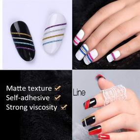 img 2 attached to 🌈 40 Rolls Multicolor Glitter Matte Texture Nail Striping Tape Line: Adhesive Sticker Foil with 2Pcs Tape Roller Dispenser Holder for Nails Art