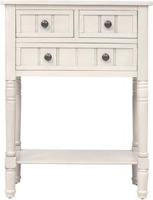 img 3 attached to Merax Ivory White Console Sofa Table with 3 Storage Drawers and Bottom Shelf - Ideal for Living Room, Entryway/Hallway