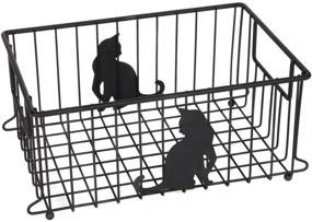 img 4 attached to 🐱 Lily's Home Large Cat-Themed Wire Basket Organizer: Cute Caddy for Kitchen, Pantry, Cabinet, Bathroom, and Office – Ideal for Cat Lovers!