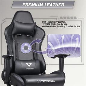 img 2 attached to 💺 Vitesse Gaming Chair: Premium Racing Style Computer Gaming Chair for Adults With Ergonomic Design, Lumbar Support, and Headrest - Black