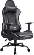 💺 vitesse gaming chair: premium racing style computer gaming chair for adults with ergonomic design, lumbar support, and headrest - black logo