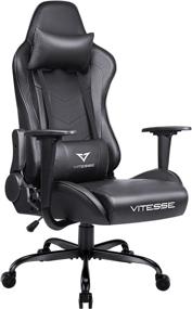 img 4 attached to 💺 Vitesse Gaming Chair: Premium Racing Style Computer Gaming Chair for Adults With Ergonomic Design, Lumbar Support, and Headrest - Black