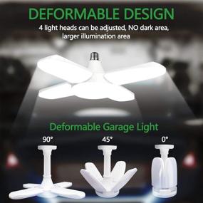 img 1 attached to 💡 Enhance your space with LED Garage Light 4 Pack - 60W E26 6000LM Deformable Ceiling Lights in 6500K Daylight White with 4 Adjustable Panels for Garage, Barn, Workshop, Warehouse