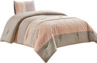 wpm world products mart 2-piece peach taupe down alternative comforter set for twin size bedding - includes comforter and pillow sham, ideal for kids, girls, teens bedroom, and dorm room - lola (peach/taupe, twin) logo