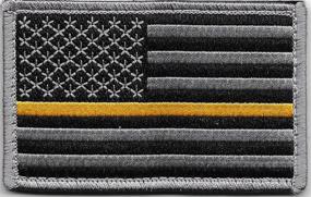 img 1 attached to 🚑 Emergency Dispatchers' Thin Gold Line Flag Patch with Hook/Loop Backing