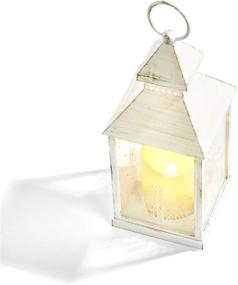 img 2 attached to Winter Candle Lantern Set: 9 Inch Decorative Lanterns with 🕯️ LED Flameless Candles for Farmhouse Holiday Decorations - Set of 2