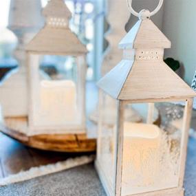 img 1 attached to Winter Candle Lantern Set: 9 Inch Decorative Lanterns with 🕯️ LED Flameless Candles for Farmhouse Holiday Decorations - Set of 2