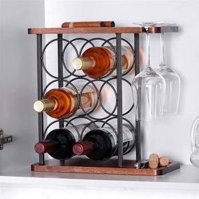 img 1 attached to 🍷 ABZUOON Countertop Wine Rack: Stylish Wood Wine Bottle Holder with Glass Holder for Kitchen & Home Decor