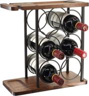 🍷 abzuoon countertop wine rack: stylish wood wine bottle holder with glass holder for kitchen & home decor logo